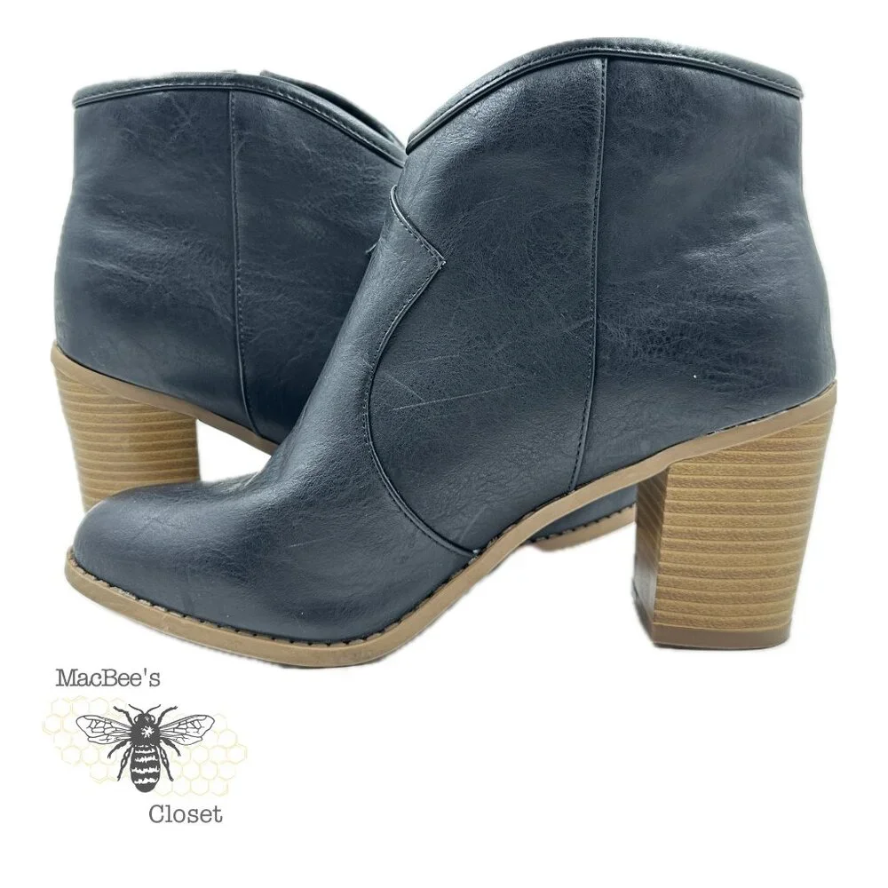 Maurices Black Vegan Leather Western Style Cowgirl Boots Black 9.5 in Womens - Picture 12 of 16